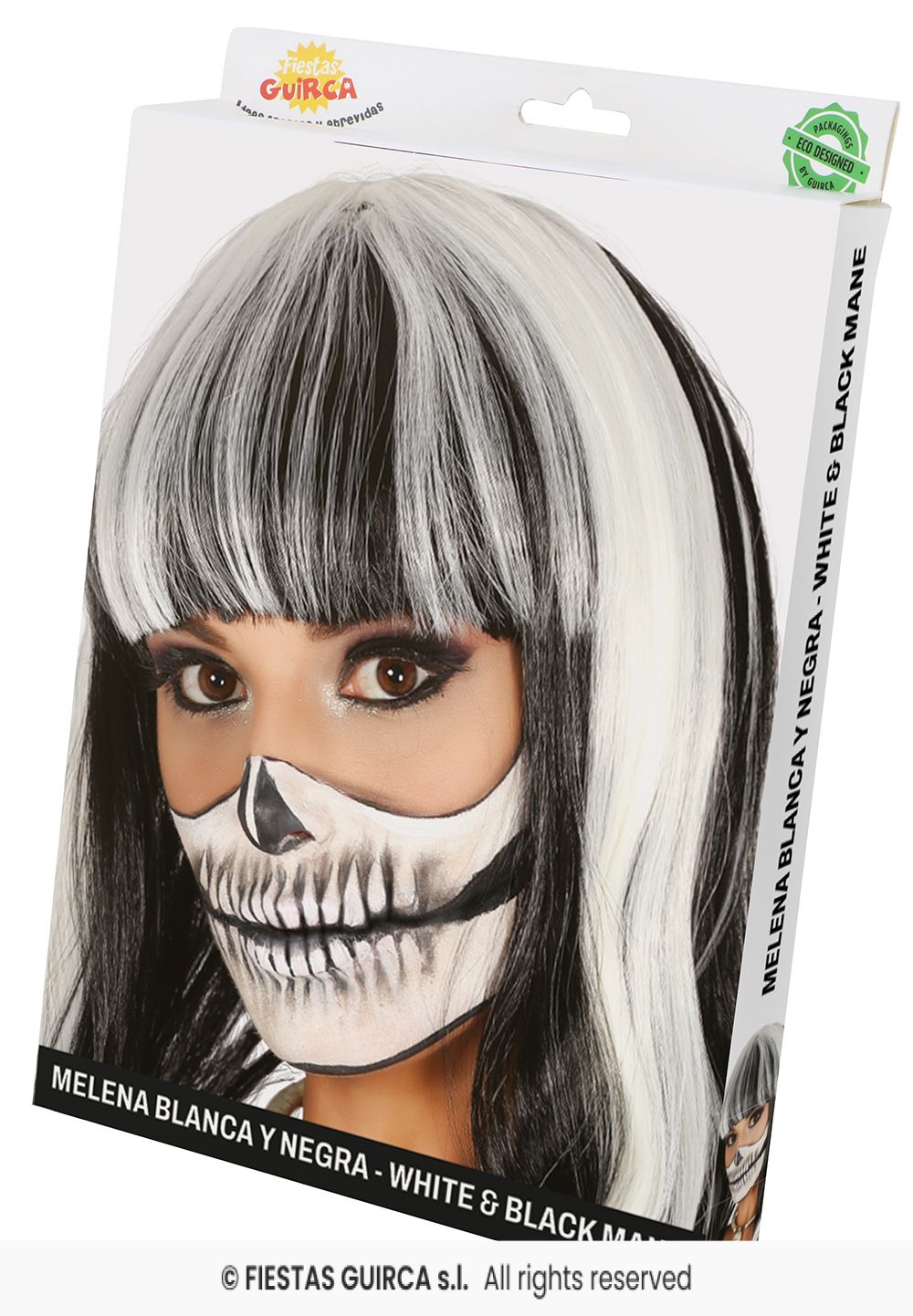 PELUCA MELENA BLANCA Y NEGRA EN CAJA - Imagen 2