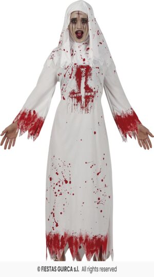 DISFRAZ MONJA BLANCA SANGRIENTA (L)