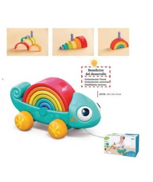 Peluche Camaleón arco iris caja 29x14x14 cm