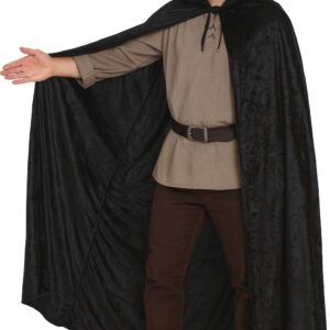 CAPA NEGRA CON CAPUCHA TERCIOPELO 130 CMS.