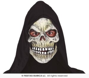 MASCARA ESQUELETO CON CAPUCHA, VINILO