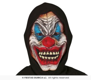 MASCARA PAYASO CON CAPUCHA NEGRA VINILO