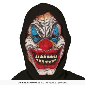 MASCARA PAYASO CON CAPUCHA NEGRA VINILO