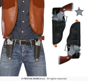 PAR DE CARTUCHERAS CON 2 PISTOLA DE 24 CMS