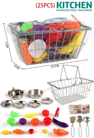 Cesta de Aluminio con Comiditas y Utensilios