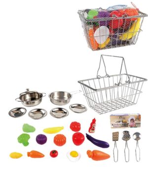 Cesta de Aluminio con Comiditas y Utensilios