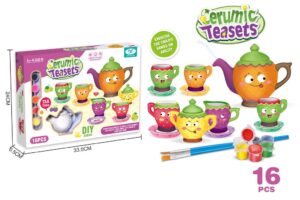 Set de Tazas de Té para Decorar – Cerámica de Escayola 16 Piezas