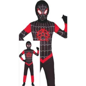 Disfraz Spiderman Negro MILES Rojo 5-6 AÑOS