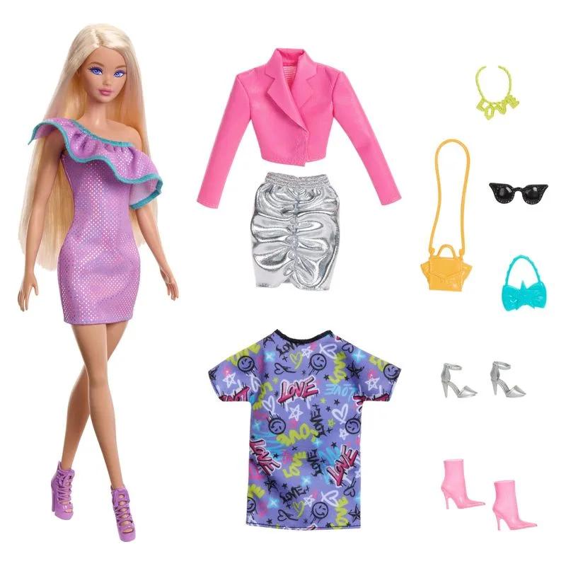 Barbie Fashionista Con 3 Modas Noche - Imagen 3