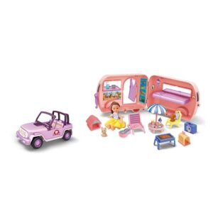 Coche Roulotte con Muñeca y Accesorios
