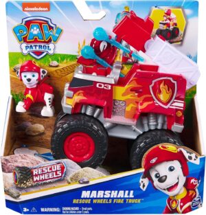 Paw Patrol Marshall Rescue Wheels y Camión Bomberos Lanza Proyectiles
