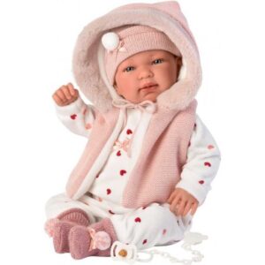 Tina Recien Nacida43 cm Pelele Corazones Rosa Con Capucha