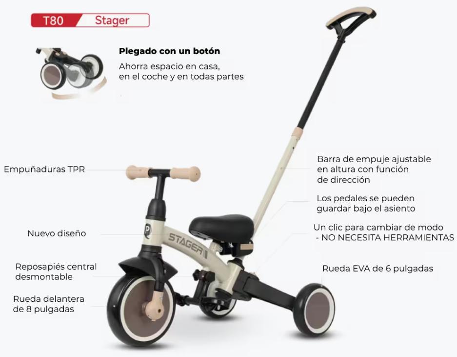 Triciclo Stager Evolutivo 3 en 1 Brown - Bicicleta De Equilibrio - Imagen 2