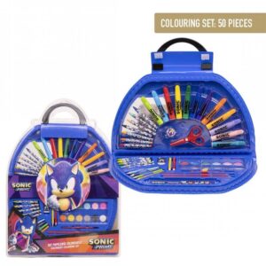 Set Papeleria Coloreable 50 Piezas Sonic