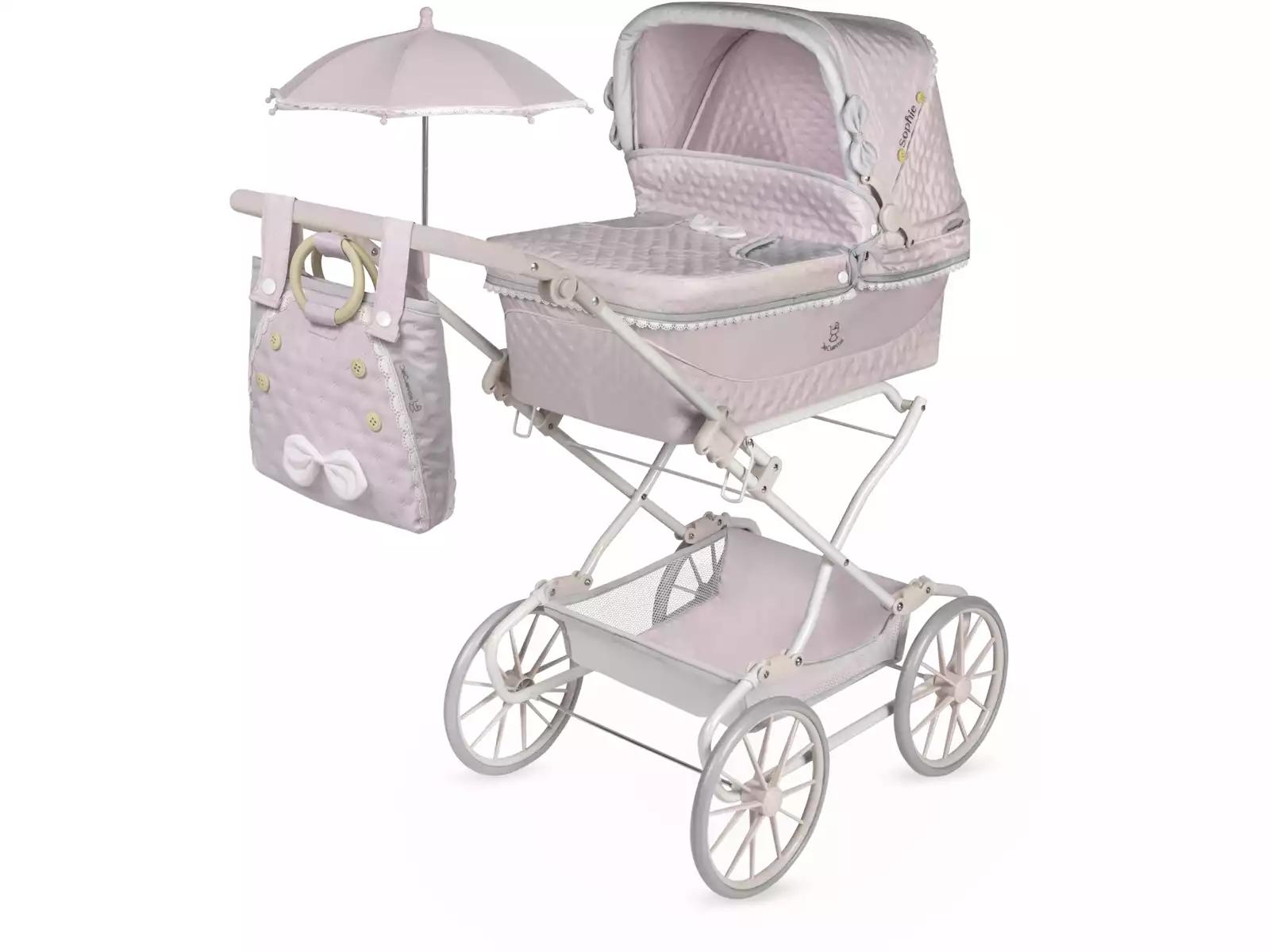 Carro de Muñecas Reborn Sophie Plegable con Sombrilla