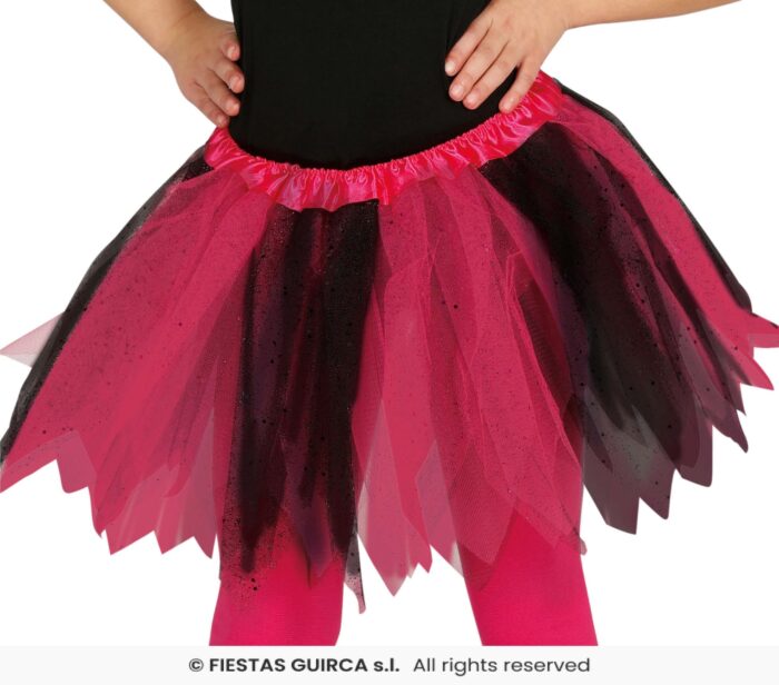 TUTU INFANTIL BRILLANTE ROSA Y NEGRO 30 CMS - Imagen 1