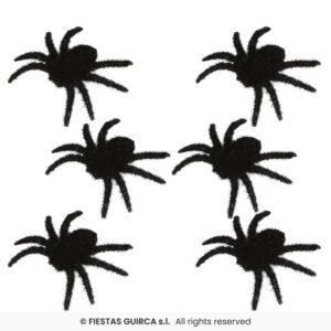 SET DE 6 ARAÑAS PELUDAS NEGRAS 6 CMS