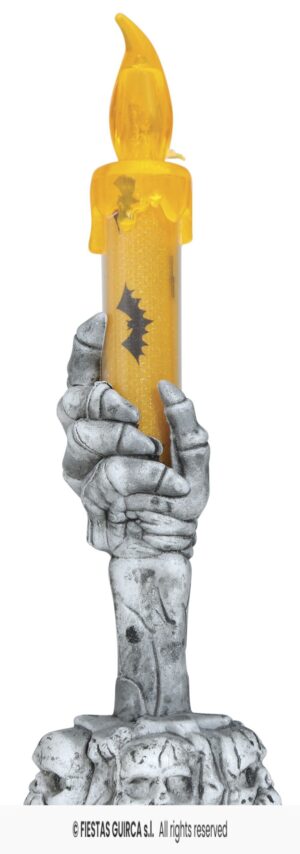 PORTAVELAS CALAVERA CON VELA LED 15 CMS