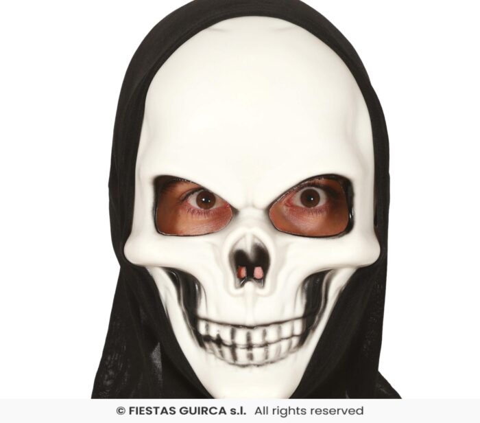 MASCARA CALAVERA CON CAPUCHA PVC - Imagen 1