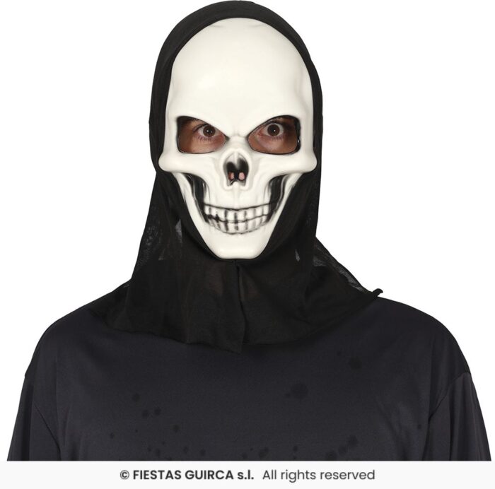 MASCARA CALAVERA CON CAPUCHA PVC - Imagen 2