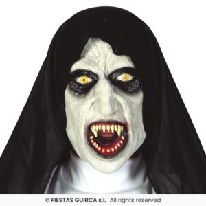 MASCARA MONJA CON CAPUCHA LATEX