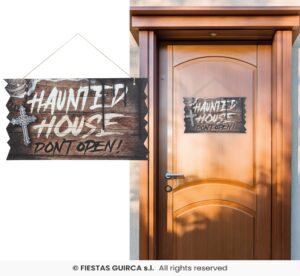 LETRERO "HAUNTED HOUSE", 35X20 CMS. MADERA