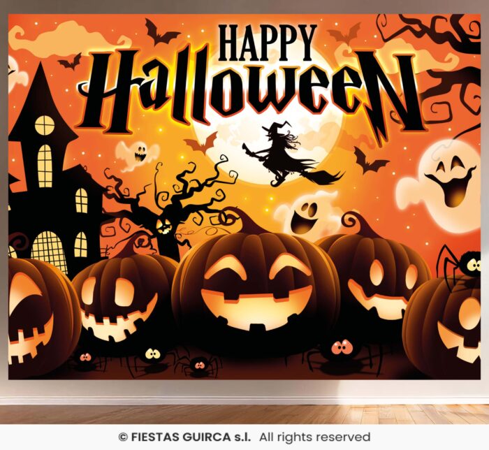 PHOTOCALL PARTY HAPPY HALLOWEEN TELA 220X150 CM - Imagen 1