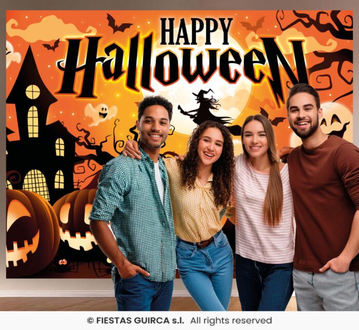 PHOTOCALL PARTY HAPPY HALLOWEEN TELA 220X150 CM - Imagen 3