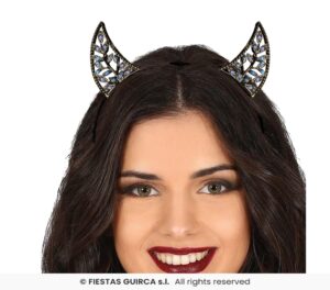 DIADEMA CUERNOS CON BRILLANTES, METALICA