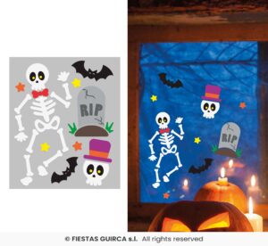 DECORACION GEL ESQUELETOS 20X25 CM