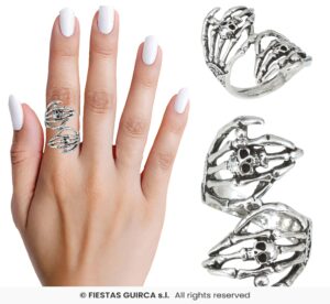 ANILLO MANOS ESQUELETO METAL