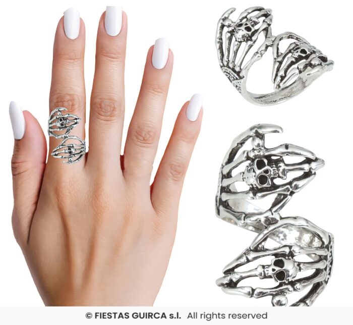 ANILLO MANOS ESQUELETO METAL - Imagen 1