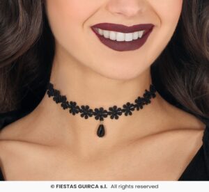 GARGANTILLA BORDADA CON FLORES NEGRA