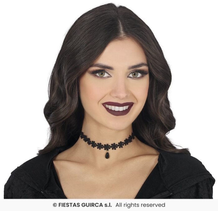 GARGANTILLA BORDADA CON FLORES NEGRA - Imagen 2