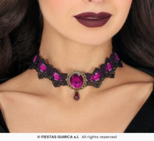 GARGANTILLA BORDADA LILA Y NEGRA