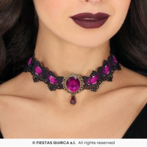 GARGANTILLA BORDADA LILA Y NEGRA