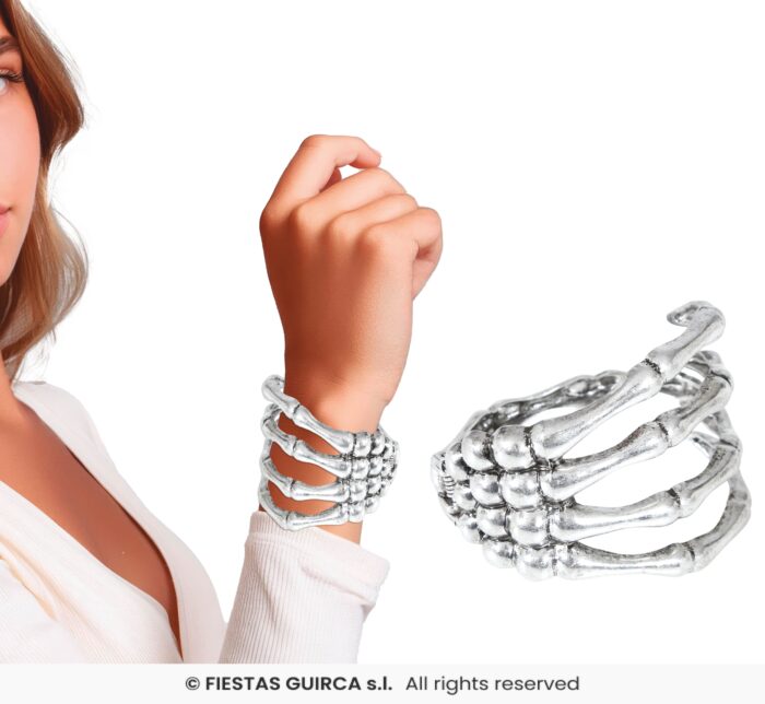 BRAZALETE ESQUELETO METALICO, PLATA - Imagen 1