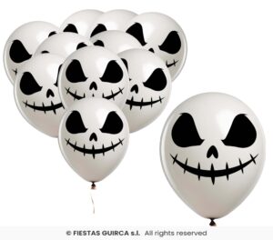 BOLSA 10 GLOBOS BLANCOS FANTASMA 30 CMS