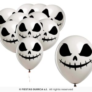 BOLSA 10 GLOBOS BLANCOS FANTASMA 30 CMS