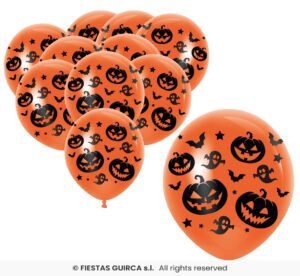 BOLSA 10 GLOBOS NARANJA CALABAZA 30 CMS