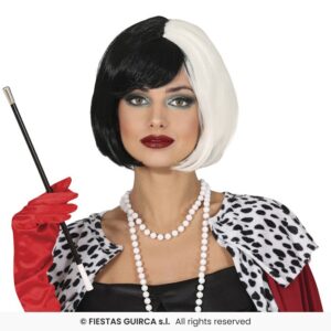 PELUCA MEDIA MELENA BLANCA Y NEGRA EN CAJA