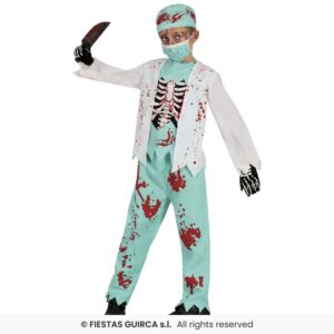 DISFRAZ ESQUELETO ZOMBIE MEDICO 3-4 Años