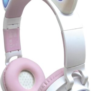 Auriculares inalámbricos Recargables 2 en 1 con Luces, Sonido estéreo, Inalámbrico con Cable, Plegab