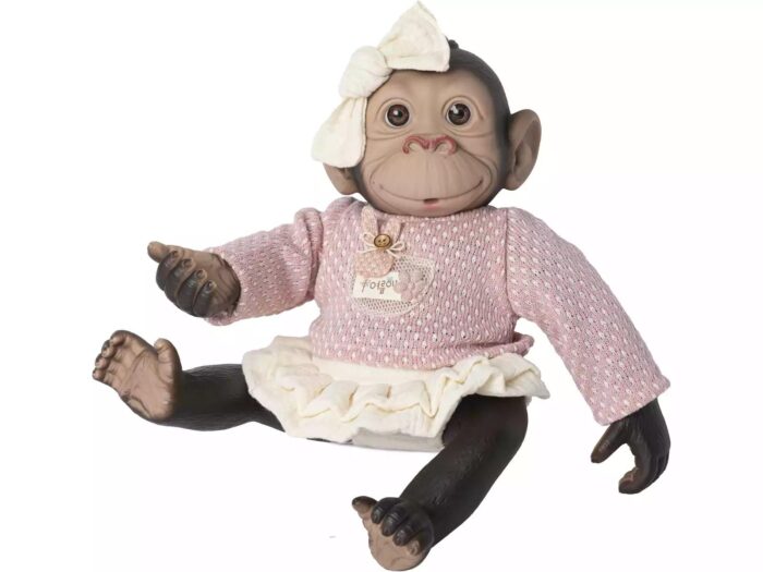 Muñeca Mono Reborn de 35 cm con Jersey Rosa - Imagen 1