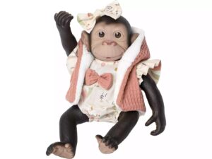 Muñeca Mono Reborn de 35 cm con Chaleco Rosa