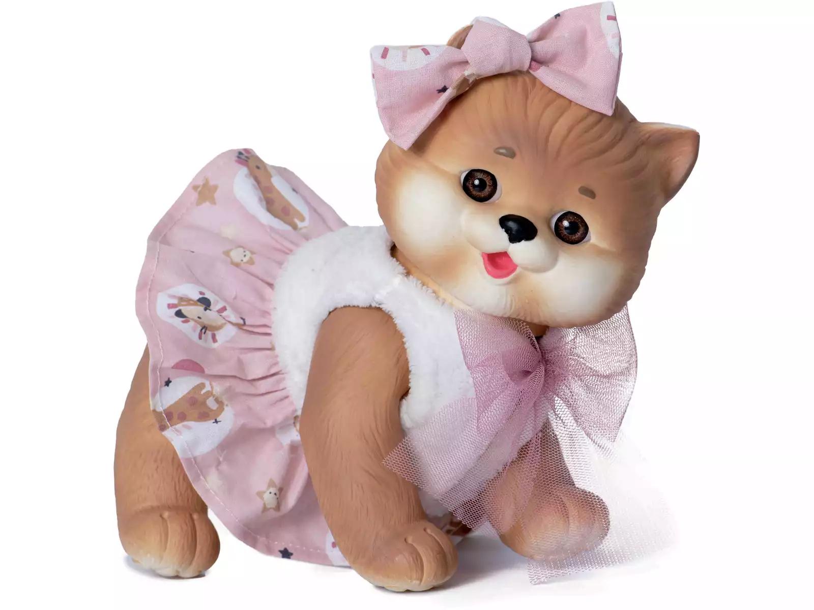 Muñeco Gatito Marrón de 23 cm con Chaleco Blanco - Imagen 2