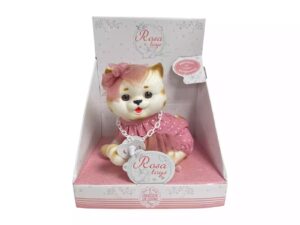 Muñeco Gatito Beige de 23 cm con Vestido Rosa