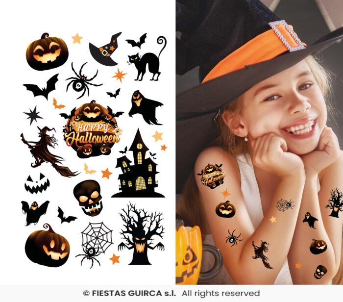 TATUAJES INFANTILES HALLOWEEN NEGROS - Imagen 1