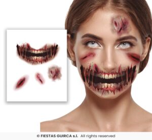 Tatuaje facial boca abrasiones 30x14cm