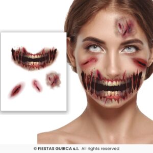 Tatuaje facial boca abrasiones 30x14cm